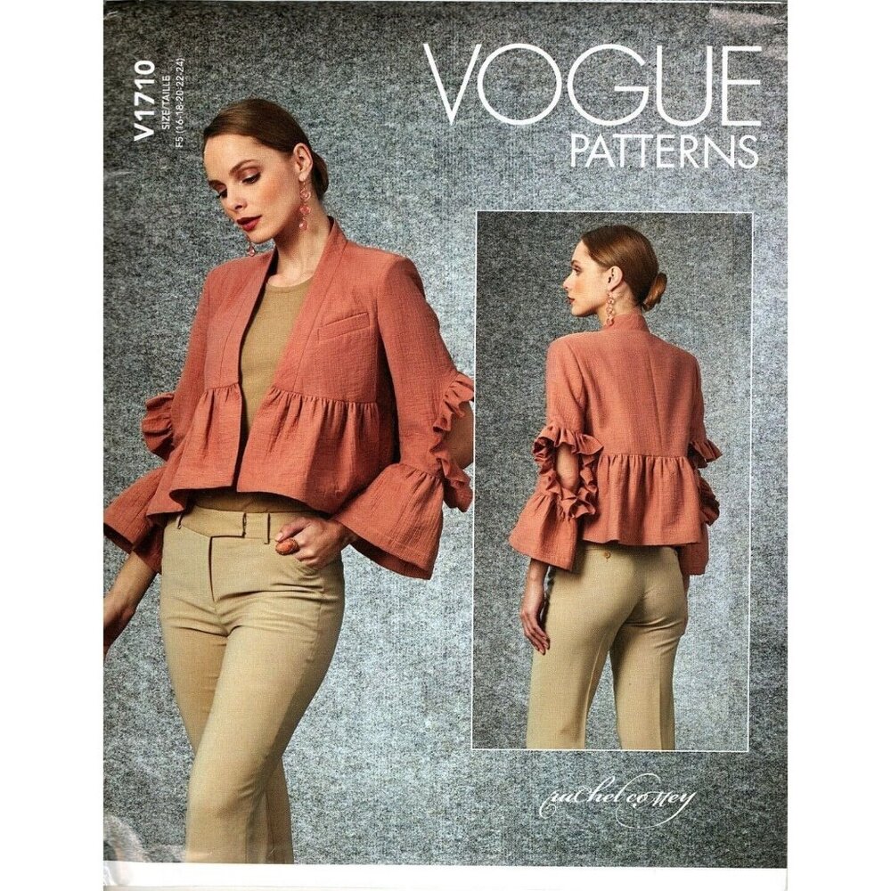 Vogue V1710 Misses 16 to 24 Rachel Comey Ruffle Jacket Uncut Sewing Pattern